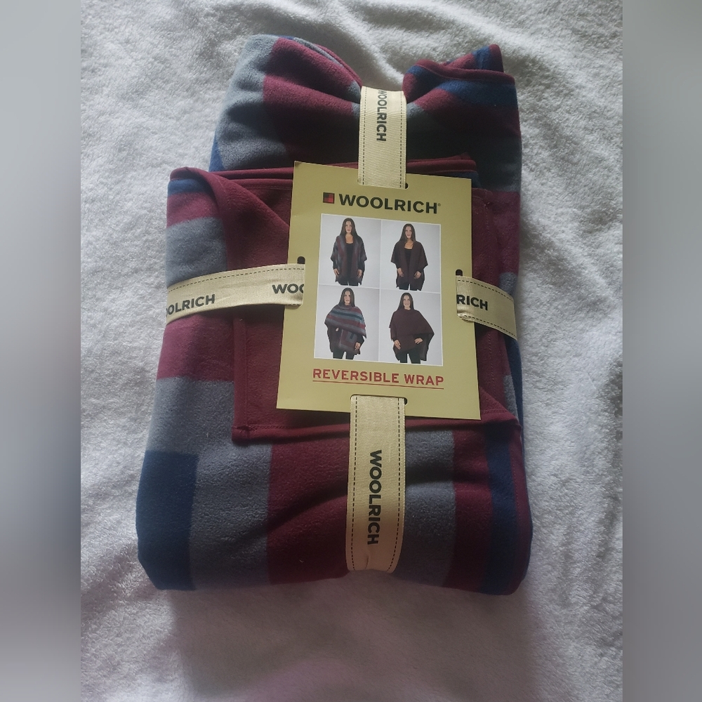 Woolrich Reversible Wrap in Rich Burgundy and Deep Gray